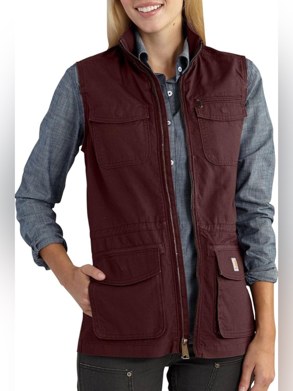 Carhartt Women's El Paso Utility Vest in Deep Wine/Blackberry